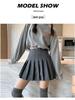 2025 Women's Gray High Waist Pleated A-Line Short Skirt - Slim Fit, Small Size, Summer Style
