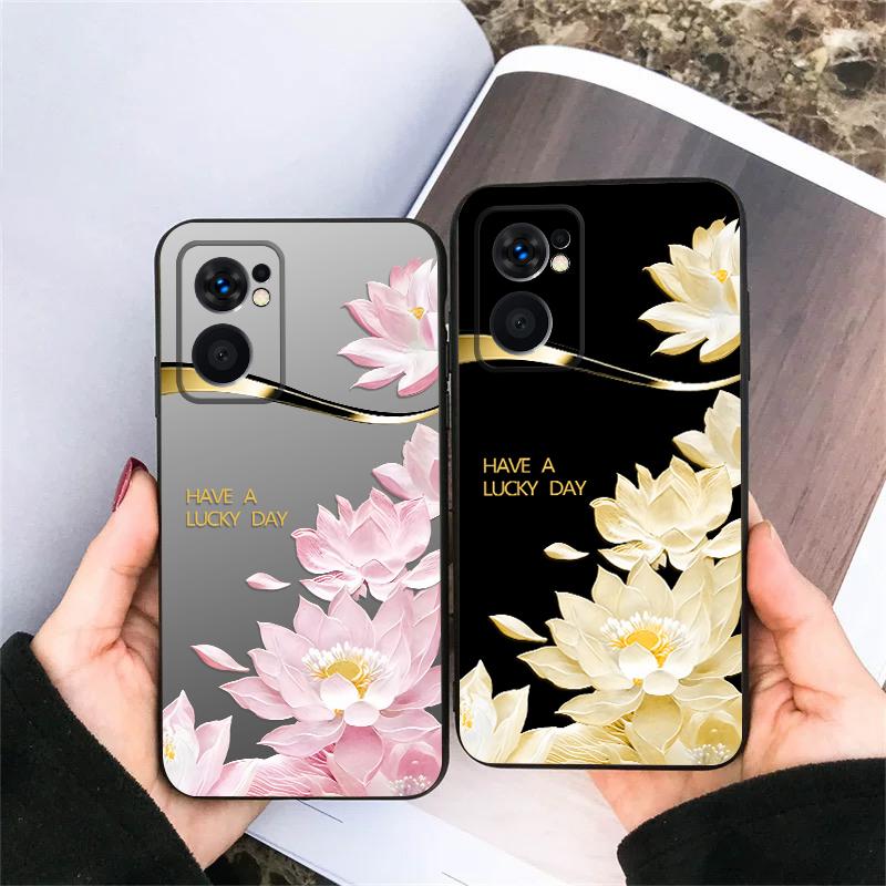 Gradient Yellow Lotus For OnePlus 8 9 11 12 13 10 Pro 9RT 8T 12R Ace 5 2V Nord CE 2 4 Lite N20 SE 30 N200 TPU Soft Phone Case