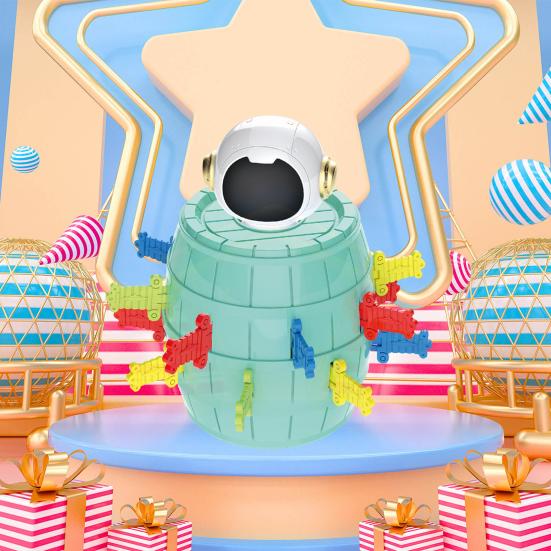 Jogo do Barril de Dinossauro Saltitante Estiletes Inseridos Dino Astronauta Balde Multijogador Jogo de Tabuleiro Interativo Pais-filhos Meninos Pequenos