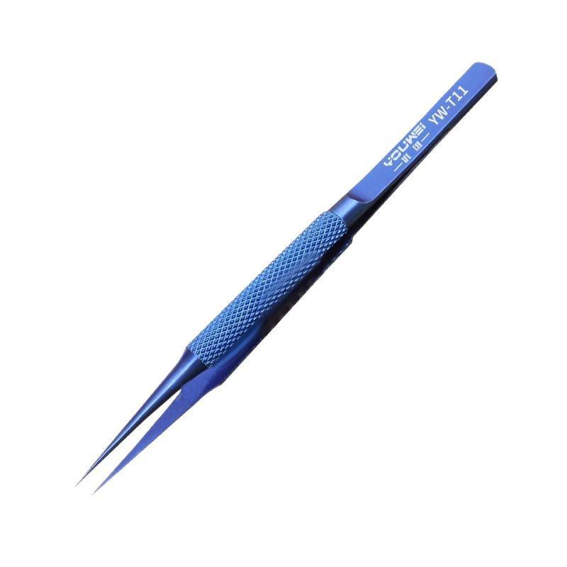 Titanium Alloy Tweezers with Anti-Flywire, Extra Sharp Bent & Straight Tips for Fingerprint Mobile Phone Repair