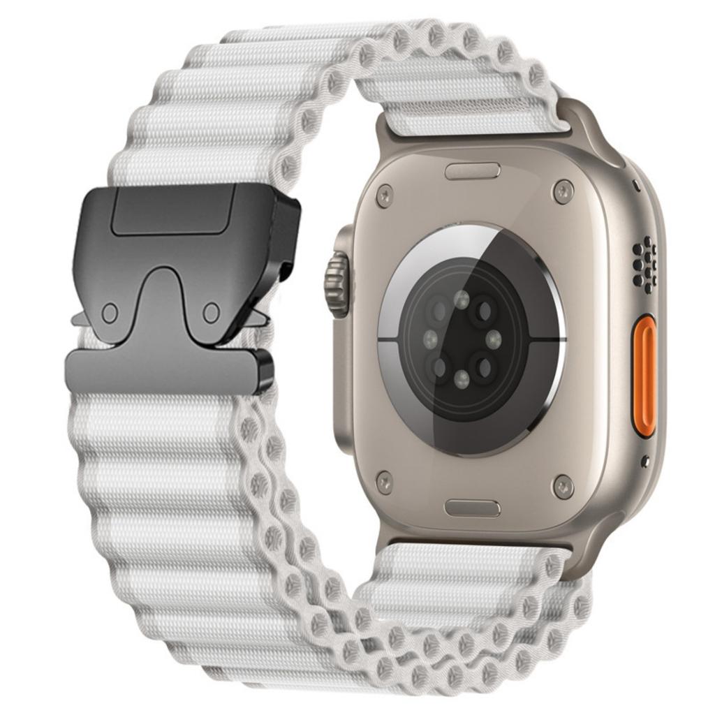 Watch Band For Apple Watch Series 11 10 42mm / 9 8 7 41mm / SE3 SE2 SE 6 5 4 40mm / 3 2 1 38mm Parachute Buckle Wide Ripple Pattern Nylon Wrist Strap