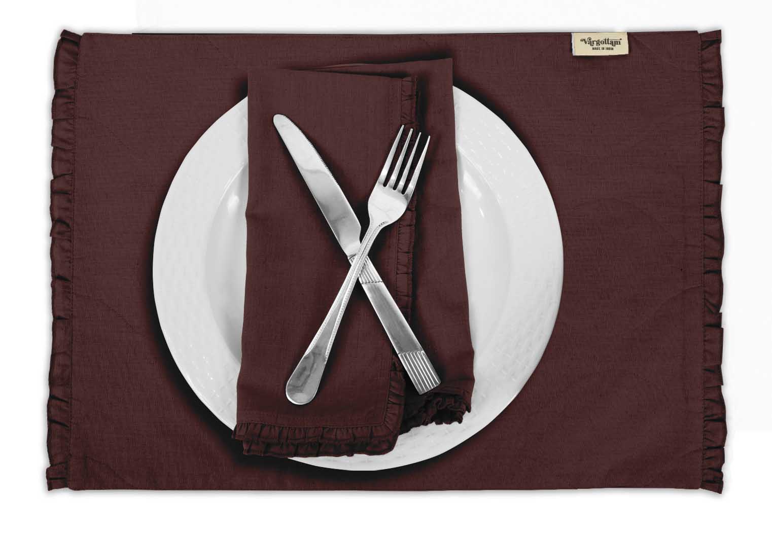 

Vargottam Чорний Домашній Декор Двосторонній Декор Столу Рюші Підкладки Двосторонній Набір Обідніх Підкладок З Set Of 4 винний