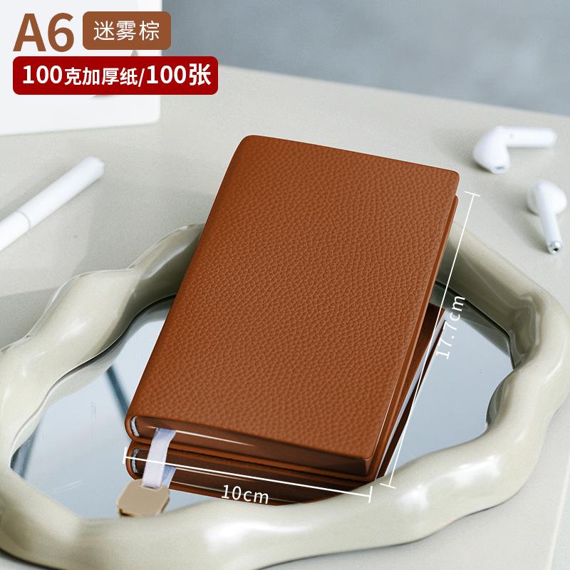 

A6 Litchi Texture Notebook Portable Mini Journal for Office Work Business Meetings Note Taking