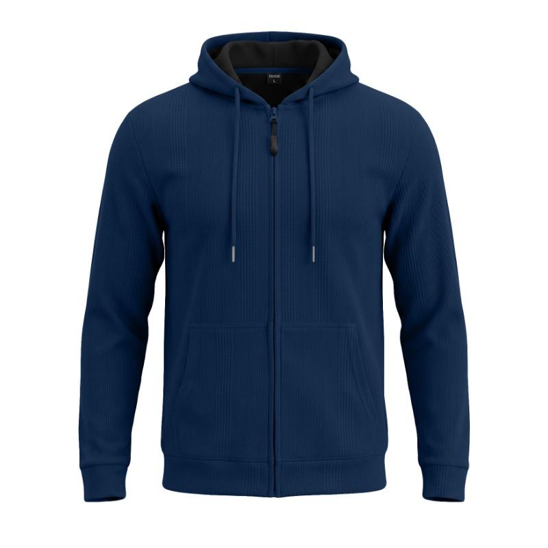 Men S Jacquard Hooded Zip Up Loose Casual Sport Sweatshirt