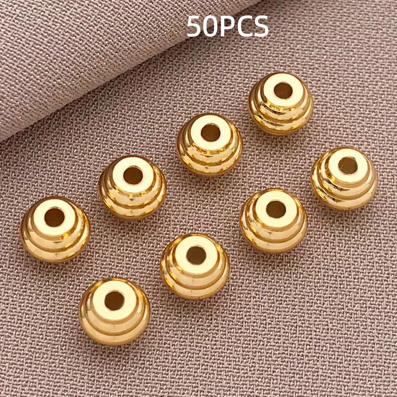 10-100Pcs Stainless Steel Gold Spacer Beads For Bracelet Jewelry Making Diy Flat Round Loose Beads Handmade Jewelry Supplies Cra