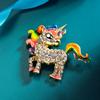 Vintage Rainbow Enamel Small Horse Brooches For Women Men Elegant Rhinestone Animal Horse Coat Lapel Pins Casual Party Jewelry