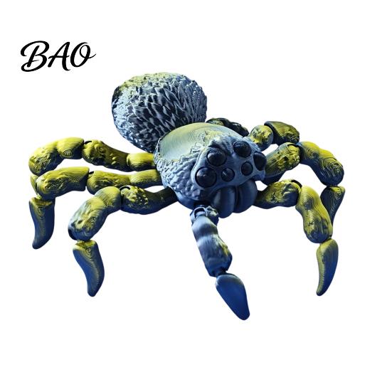Detailed Fluffy Texture Spider 3D Printed Fidget Toy with Eyes, Large Articulated Figurine Unique Gothic Style Decor Flexible Joints, Halloween