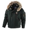 Men's Casual Winter Jacket, Black Hooded Bomber Style, Premium Faux Fur Hood, Good Cold Insulation, Decorative Badge Zipper