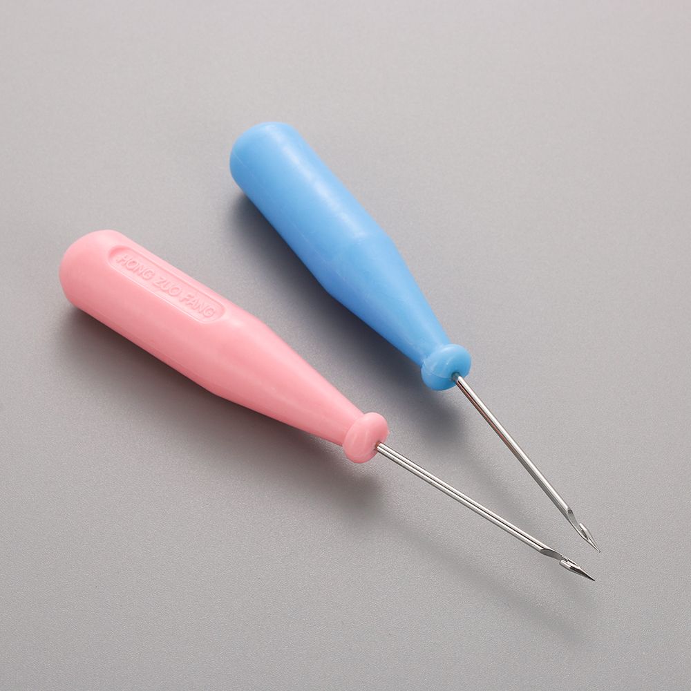 Random Color Steel Stitcher Sewing Awl Shoes Bags Hole Hook DIY Leather Tool Plastic Handle Cone Needle Shoe Repair Needles