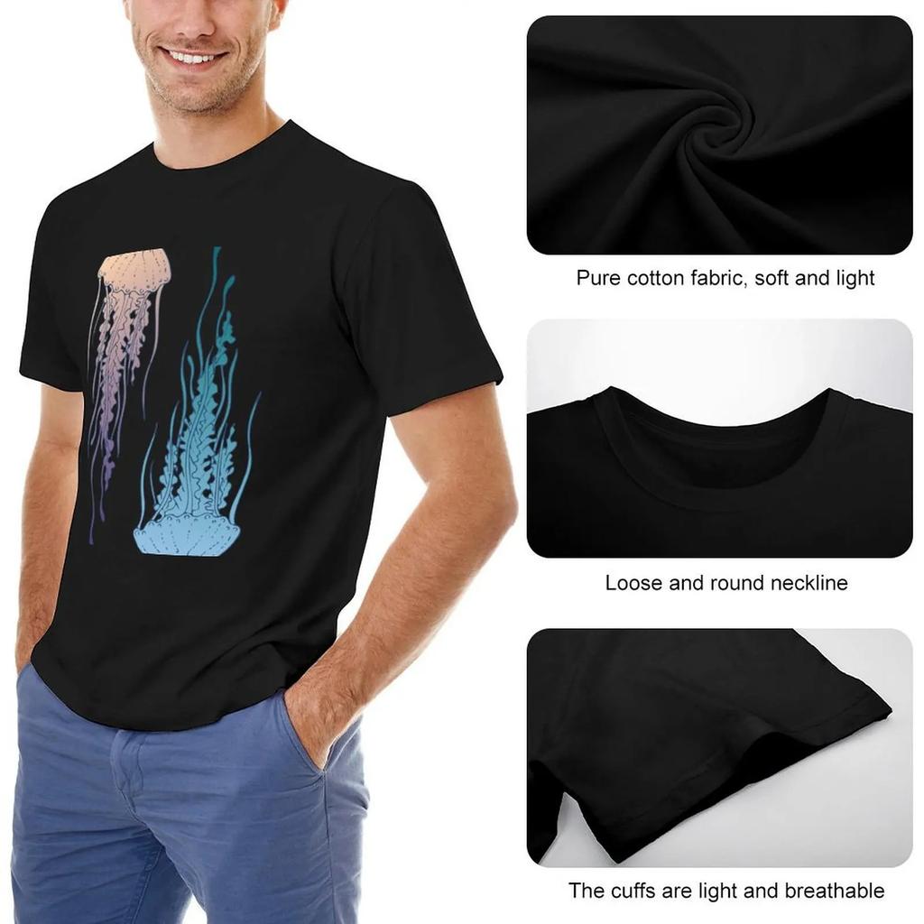 Jellyfish, Hand Draw T-Shirt Summer Clothes Basketball Graphic Tees Mens Designer T Shirt