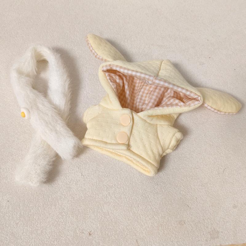 10CM Cotton Doll Outfit: Hooded Sweatshirt & Scarf Set