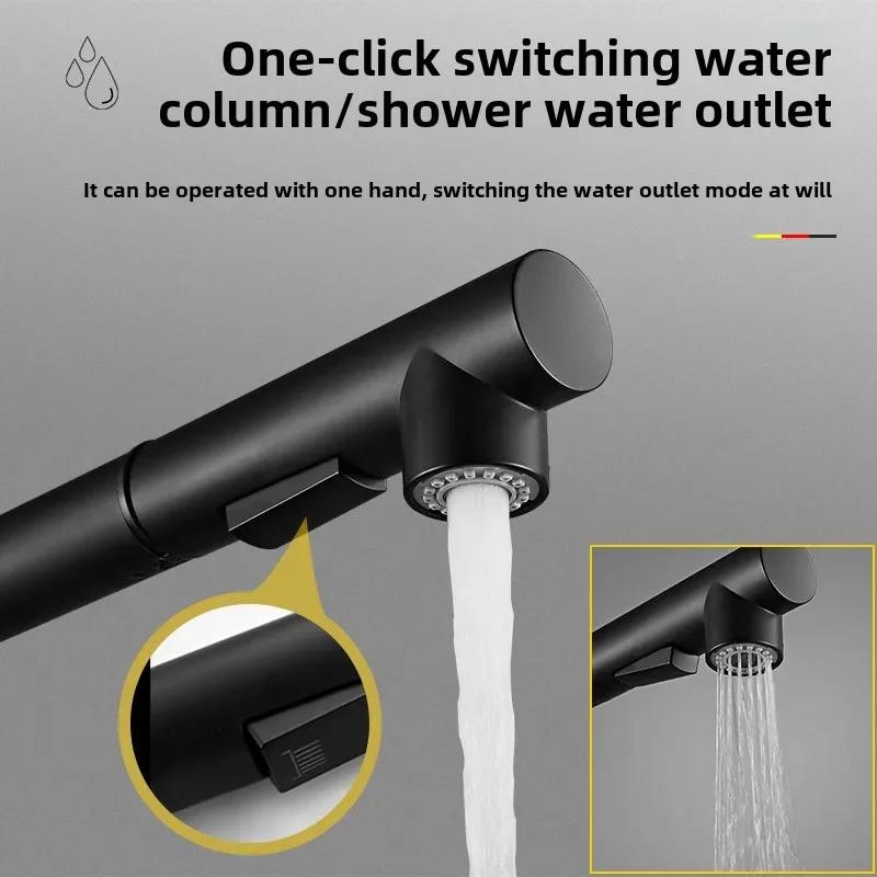 Stainless Steel Kitchen Faucets Pull Out Type Hot and Cold Mixing Tap Sink Basin Faucet 2 Models Nozzle Faucet Deck Mounted