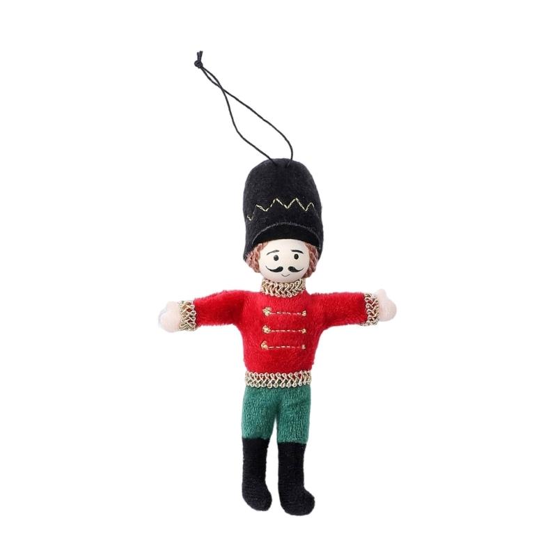 Classical Fabric Nut Cracker Soldier Figures Christmas Tree Hanging Ornaments Holiday Home Decoration
