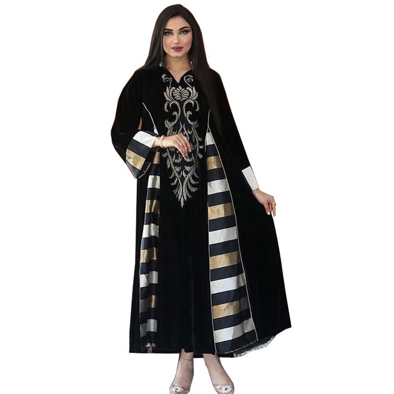 AB052 Embroidered Long Dress - Women's Muslim Abaya, Middle Eastern Arabic Style