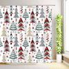 Merry Christmas Shower Curtain Xmas Tree Winter Snowflake Star Pine New Year Bath Curtains Fabric Bathroom Decor with Hooks