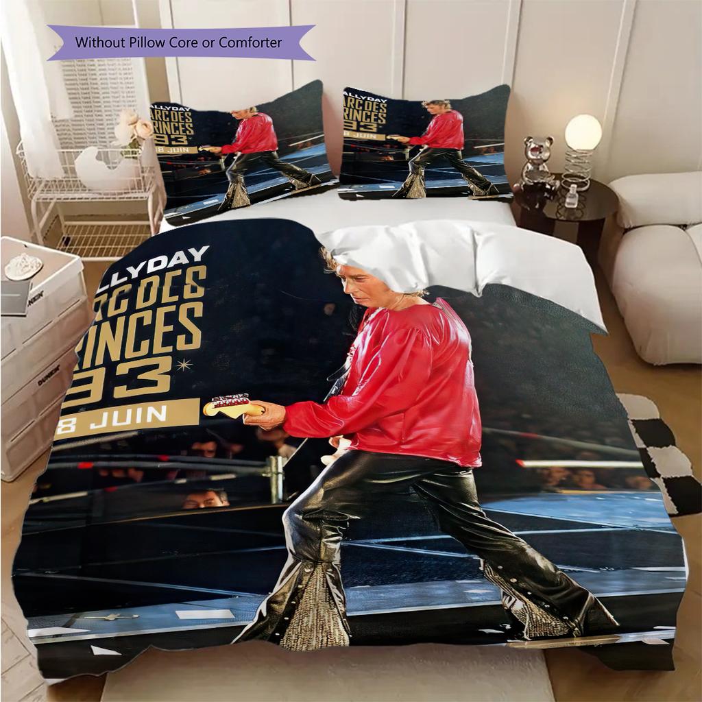 Famous rock singer Johnny Hallyday bedding, duvet cover, pillowcase, home decoration, birthday gift (1 * duvet cover+2 * pillowcase, coreless)
