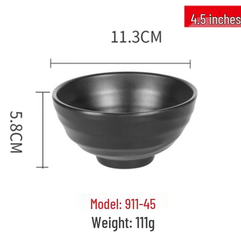 JIJUN Commercial Black Melamine Round Dining Bowls