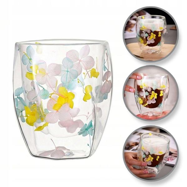 Ecarla Bicchiere Termico a Doppia Parete con Ortensia Colorata 350ml Szk88