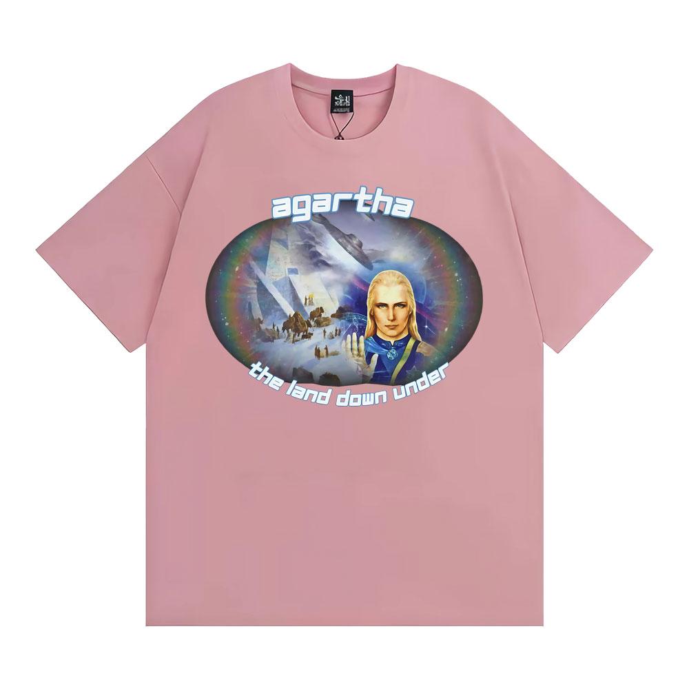 Agartha The Land Down Under Meme T Shirts Unisex WOMEN Gothic Vintage Short Sleeve Tshirt 100 Cotton Oversized T Shirt Streetwear