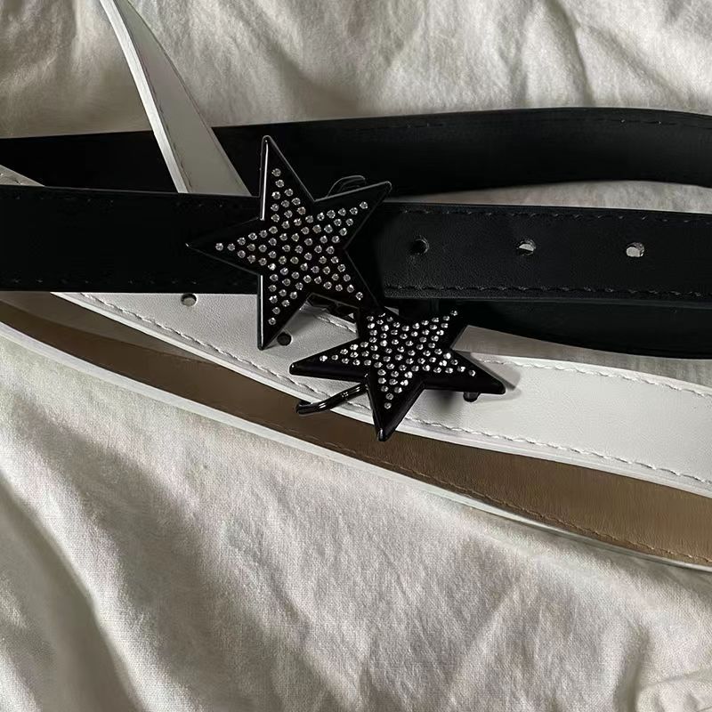 Kawaii Star Rhinestone Belt Women Jeans Buckle Vintage 2000s Belt Grunge Indie Aesthetic Y2k Accessories Korean Fashion