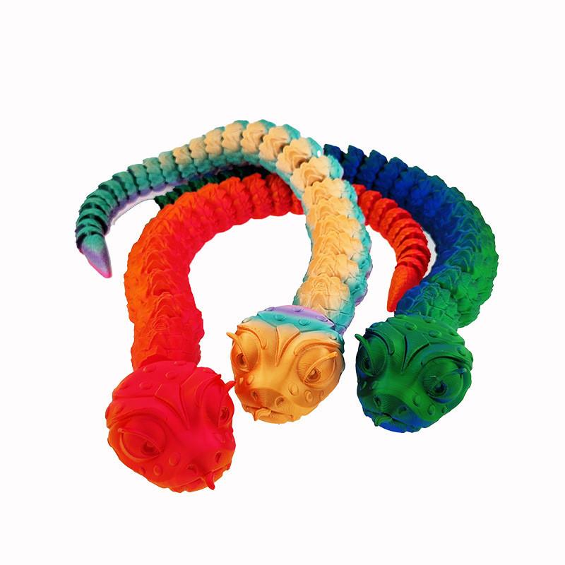 Printed 3d Big Eyes Snake Toy Gradient Color Animal Figurine Interactive Joint