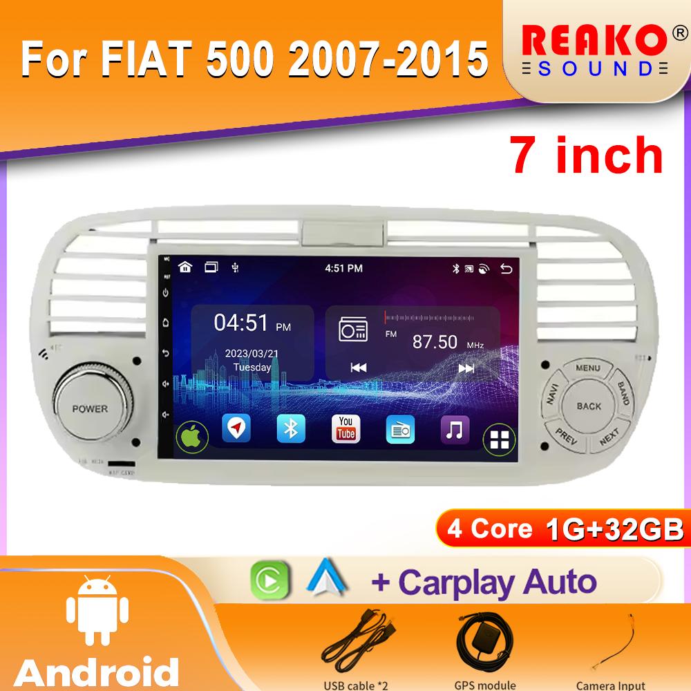 7 Zoll Android Auto Für Fiat 500 2007-2015 Auto Head Unit Multimedia Video Player Stereo GPS Navigation 4G WIFI BT 2din DVD