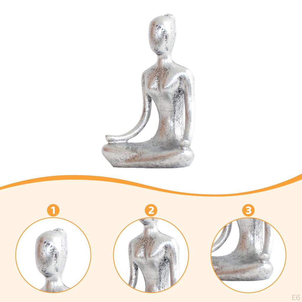 Resin Statue Pose Figurine Collectible Meditation Decor Art Sculpture for Desktop Living Room