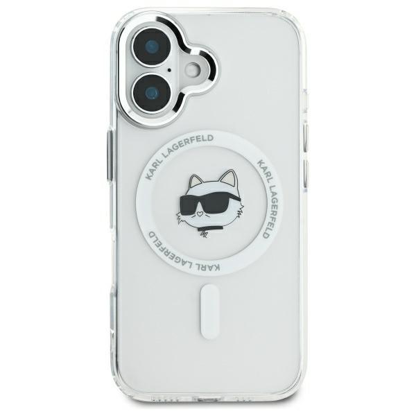 Karl Lagerfeld Klhmp16Shlschh Iphone 16 6.1 Biały/White Hardcase Iml Metal Choupette Head Magsafe
