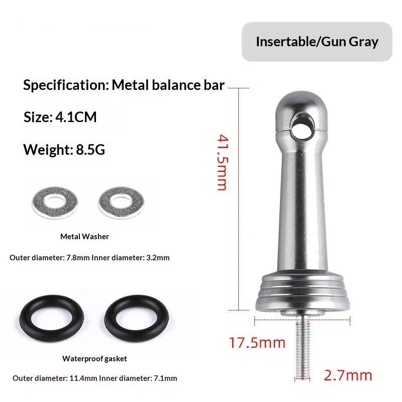 Fishing Wheel Balance Rod Universal Aluminum Fishing Reel Balancers Insertion In/Screw In Stand With Gasket Rubber Rings