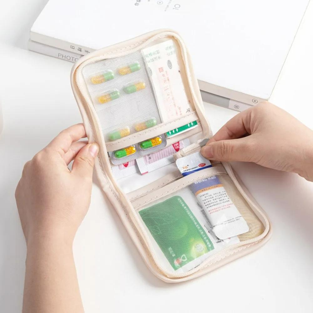 Mini Medizinbeutel Tragbar Faltbar Große Öffnung mit Reißverschluss Sortieren Erste-Hilfe-Set Outdoor Reise Essentiell Aufbewahrungstasche