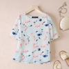 ZANZEA Women Casual Round Neck Half Sleeve Summer Floral Blouse