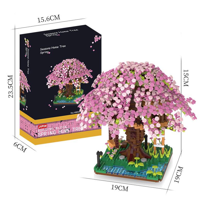 Sakura Saksıda Buket Yapı Taşları Bitki Bonsai Sukulent Model Tuğlalar Süsler Çocuk Eğitici Kendin Yap Oyuncak Tatil Hediyeleri
