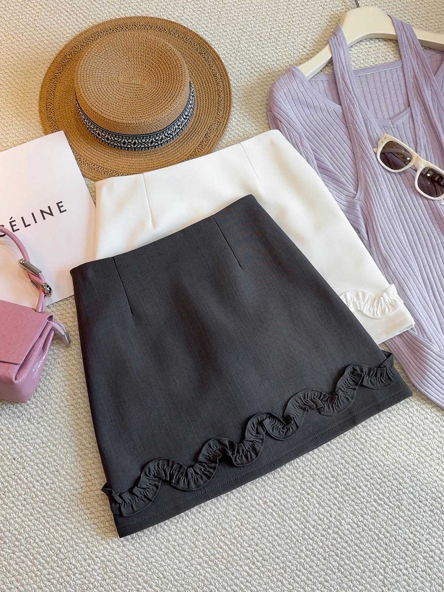 Women s Petite Lace Patchwork High-Waisted Slimming Midi Skirt - Spring/Summer Medium серый