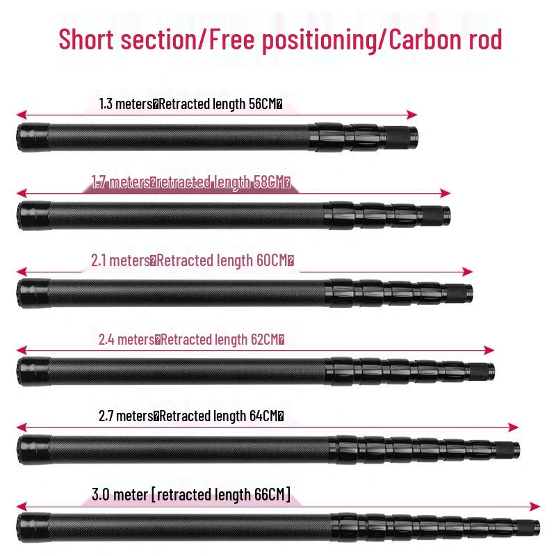 Adjustable Carbon Fiber Landing Net Pole with Screen Support