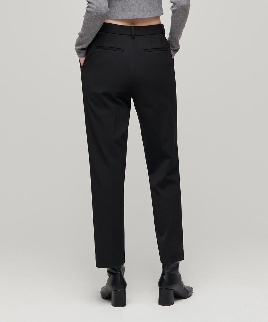 MUSINSA STANDARD WOMAN Women'S Heavyweight Fleece-Lined Loose Tapered Hidden Elastic Waist Slacks [Black]