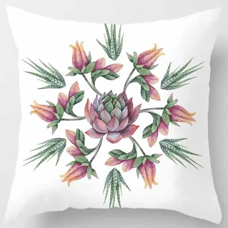 Car Sofa Cushion Cover Botanical Cactus Print Square Pillowcase Bedroom Home Decor