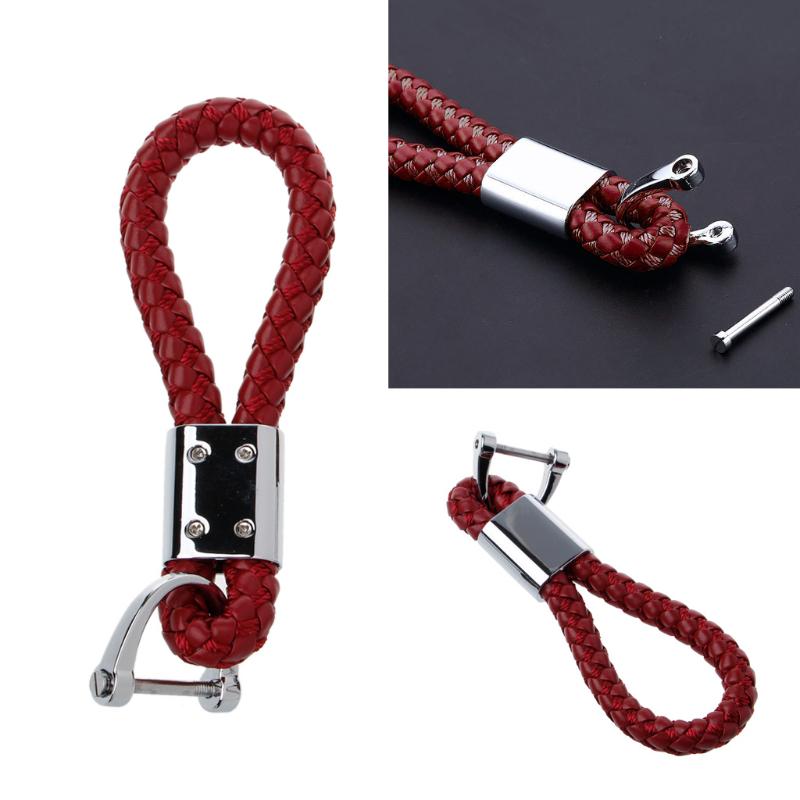 Braided Leather Strap Universal for Key Chain Ring For Car