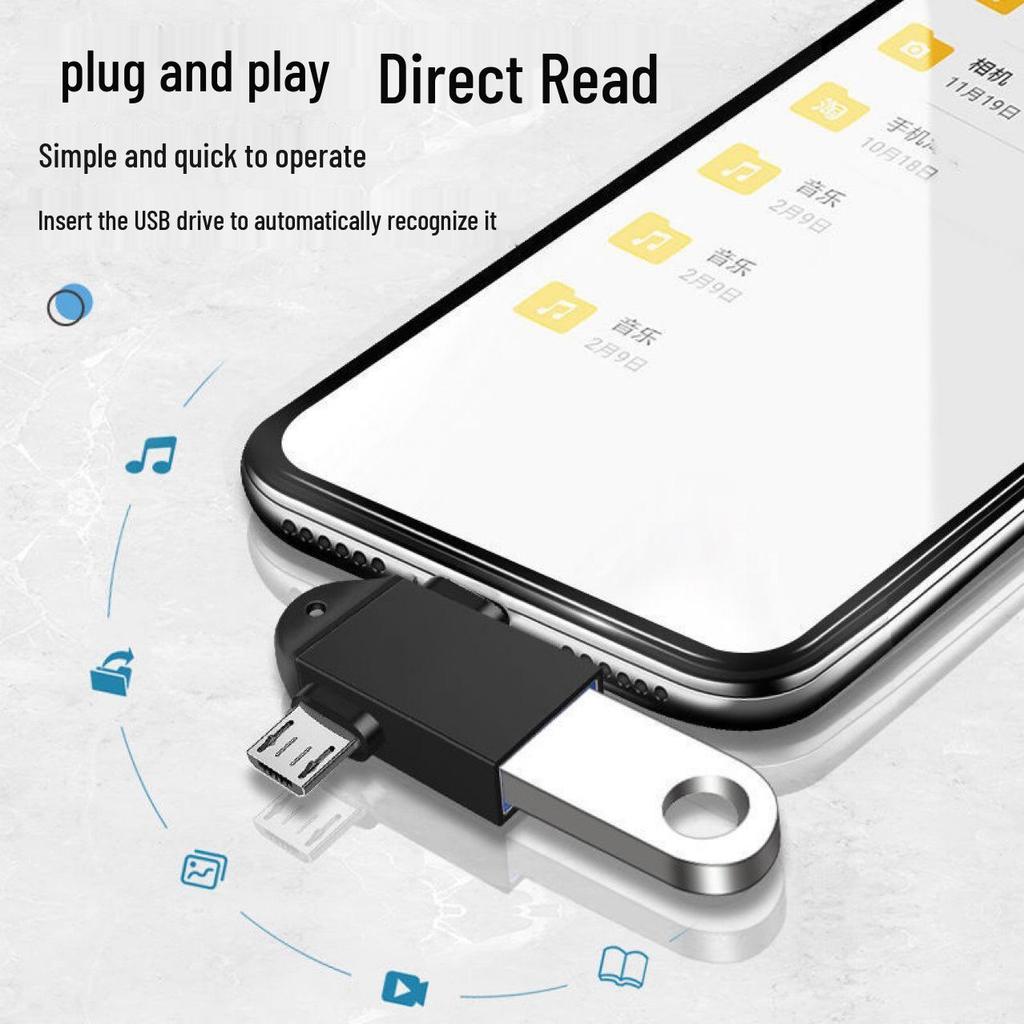OTG USB-C Adapter: Multi-Function Converter for Mobile Phones & U Disks, Universal for Android.