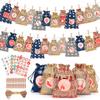 24 Pack Christmas Advent Calendar Bags, 24 Days Hanging Advent Calendars Candy Gift Bags For Adults And Kids