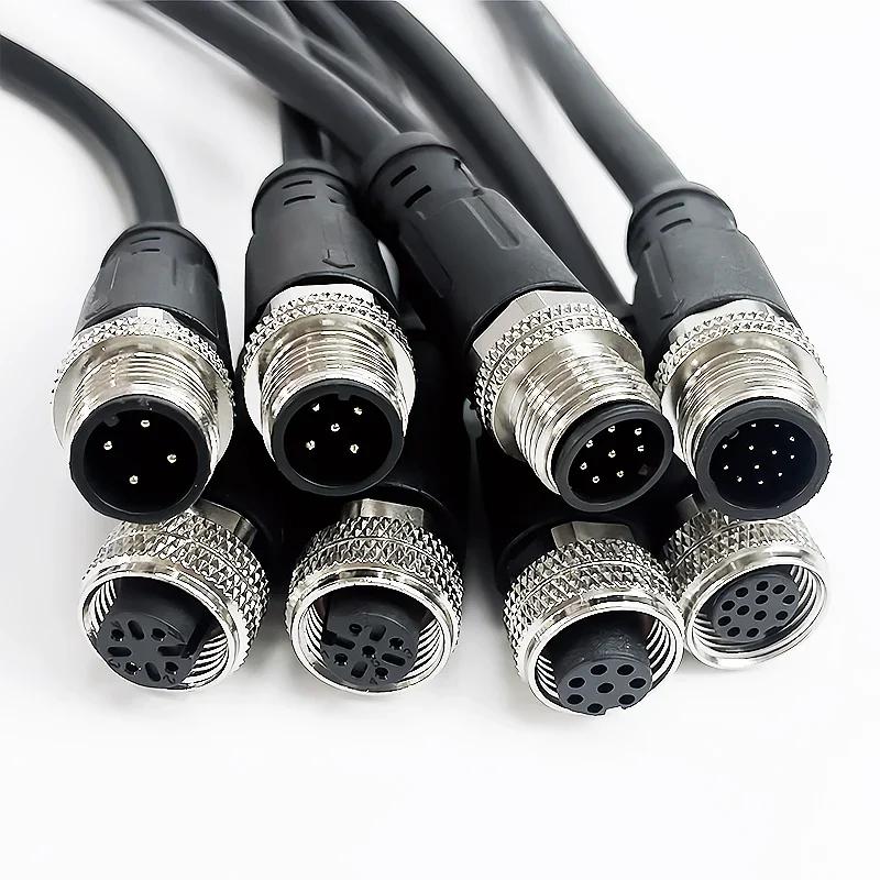 Conector senzor M12 de 2 metri mufă cablu impermeabil Masculin și Femeie 4 5 8 12Pin PVC Conectori M12 de turnare prin injecție integrate