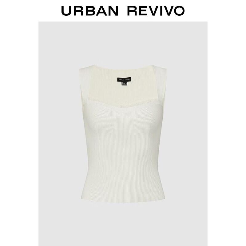 UR2026 Women s Square Neck Lace Knit Top XL