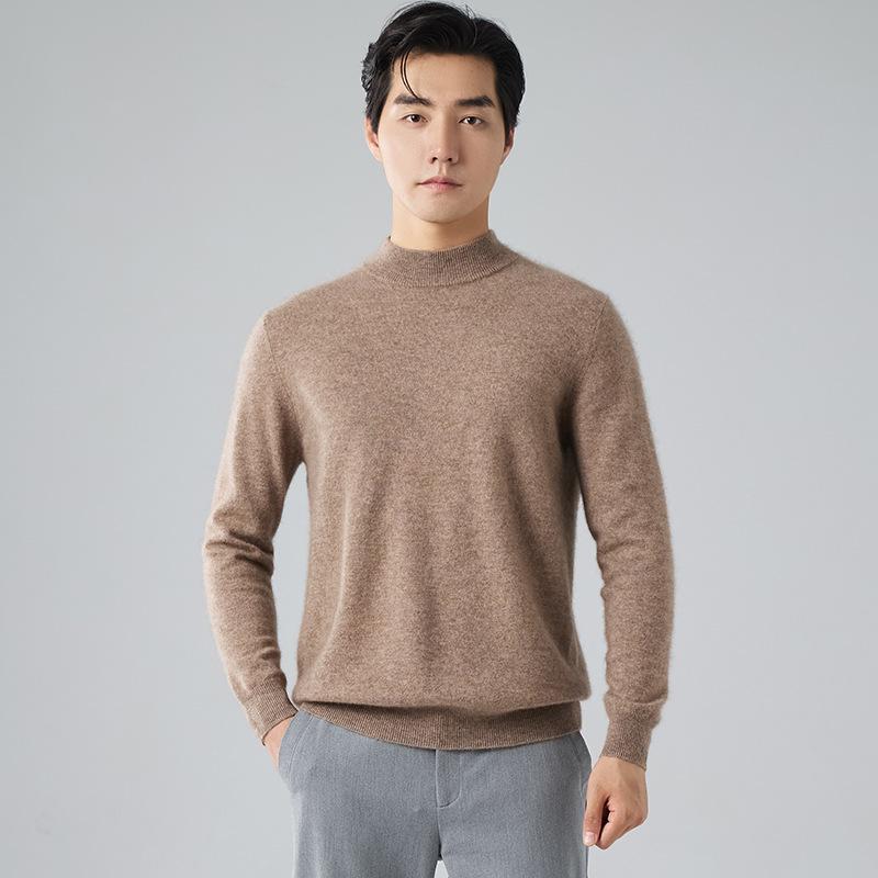 New semi-turtleneck cashmere sweater thickened pullover sweater loose inside with wool base