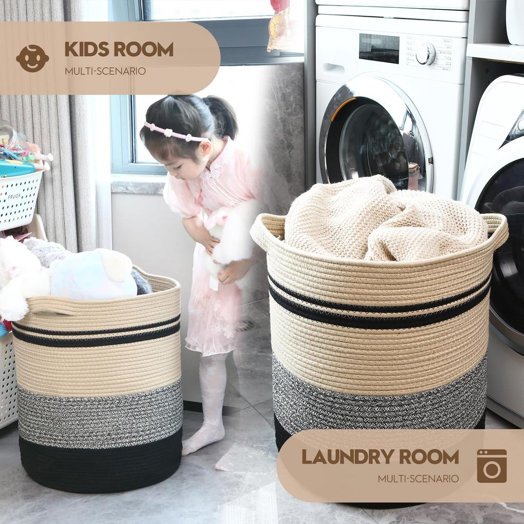 Sea Team Cotton Rope Laundry and Storage Basket, 100 L