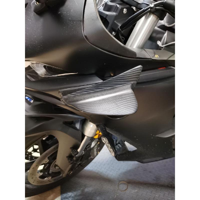 Pair Motorcycle Carbon Fiber Look Winglets Fin Spoiler Trim Cover Air Deflector