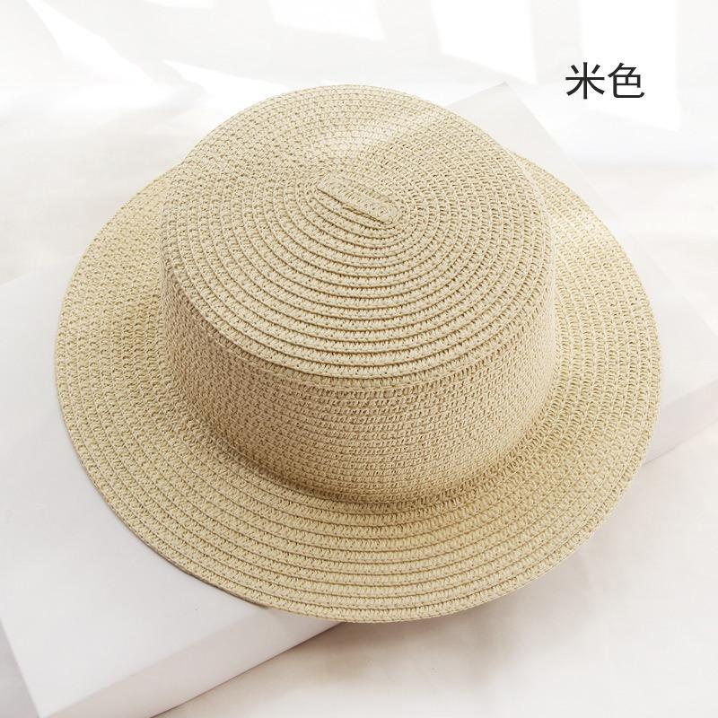 Parent-child Handmade British Hat Summer Women's Sunscreen Straw Hat Flat Top Top Hat Hat Embryo Various Styles of Hat Embryo