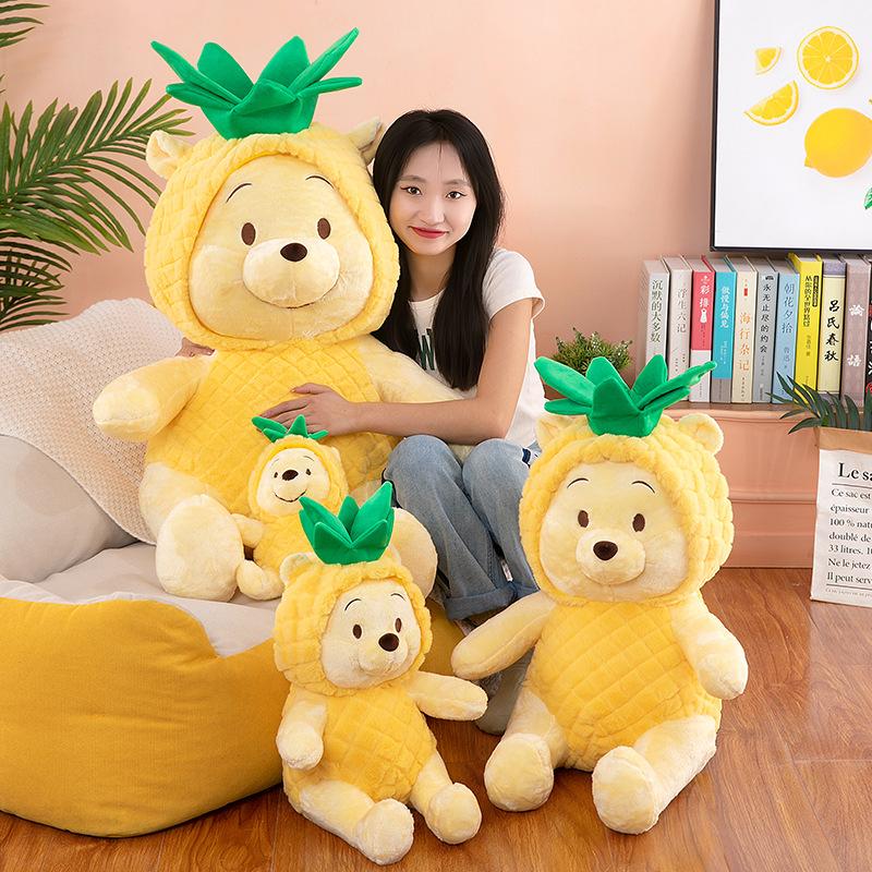 Nuovo peluche di Winnie the Pooh ananas con cappello rimovibile, bambola soffio orso addormentato