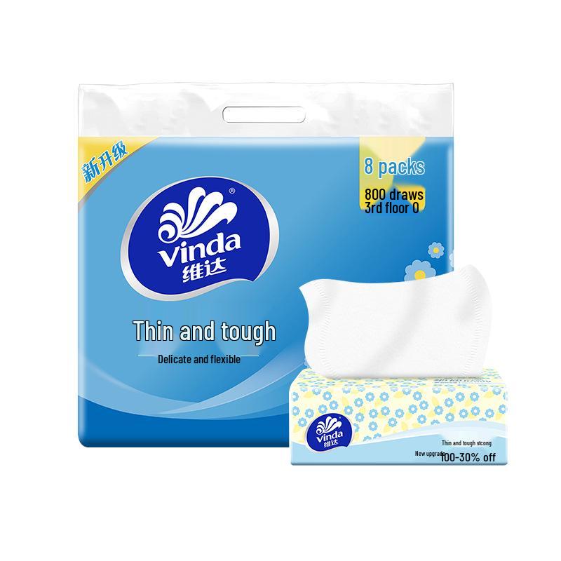 Vinda 3-Ply Soft & Durable Facial Tissues, 100 Sheets/Pack, 20 Packs/Box