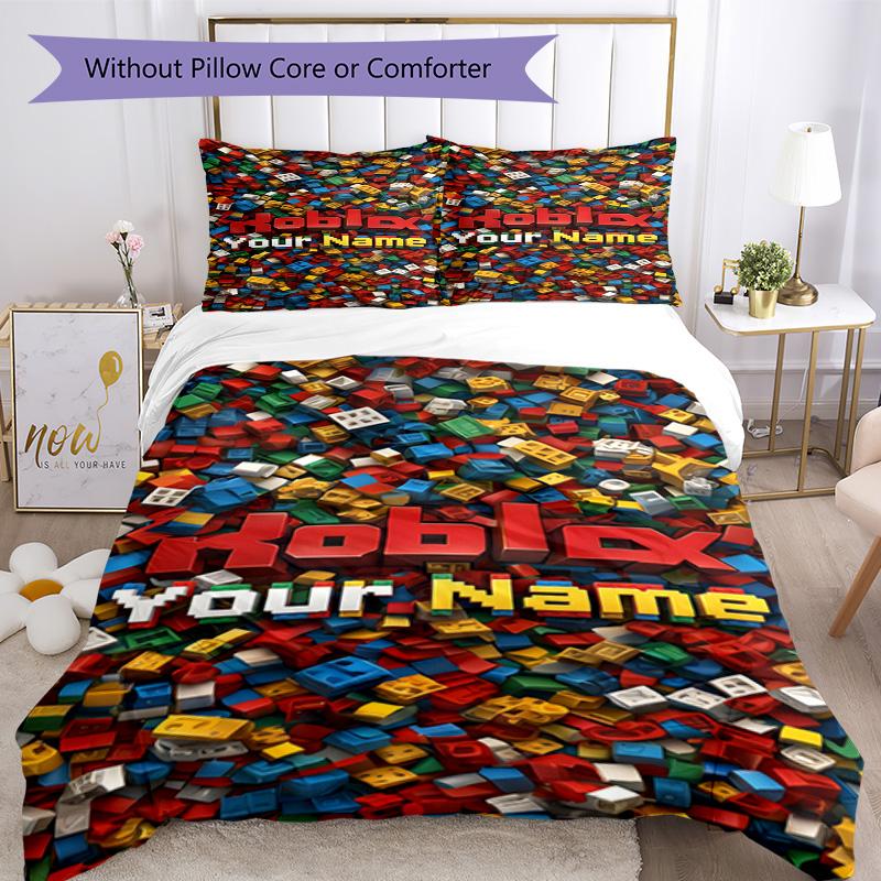 Roblox Personalized Text Custom Bedding Suitable for Study room Machine Washable Custom Room Decor Perfect Gift for Valentine’s Wedding Birthday