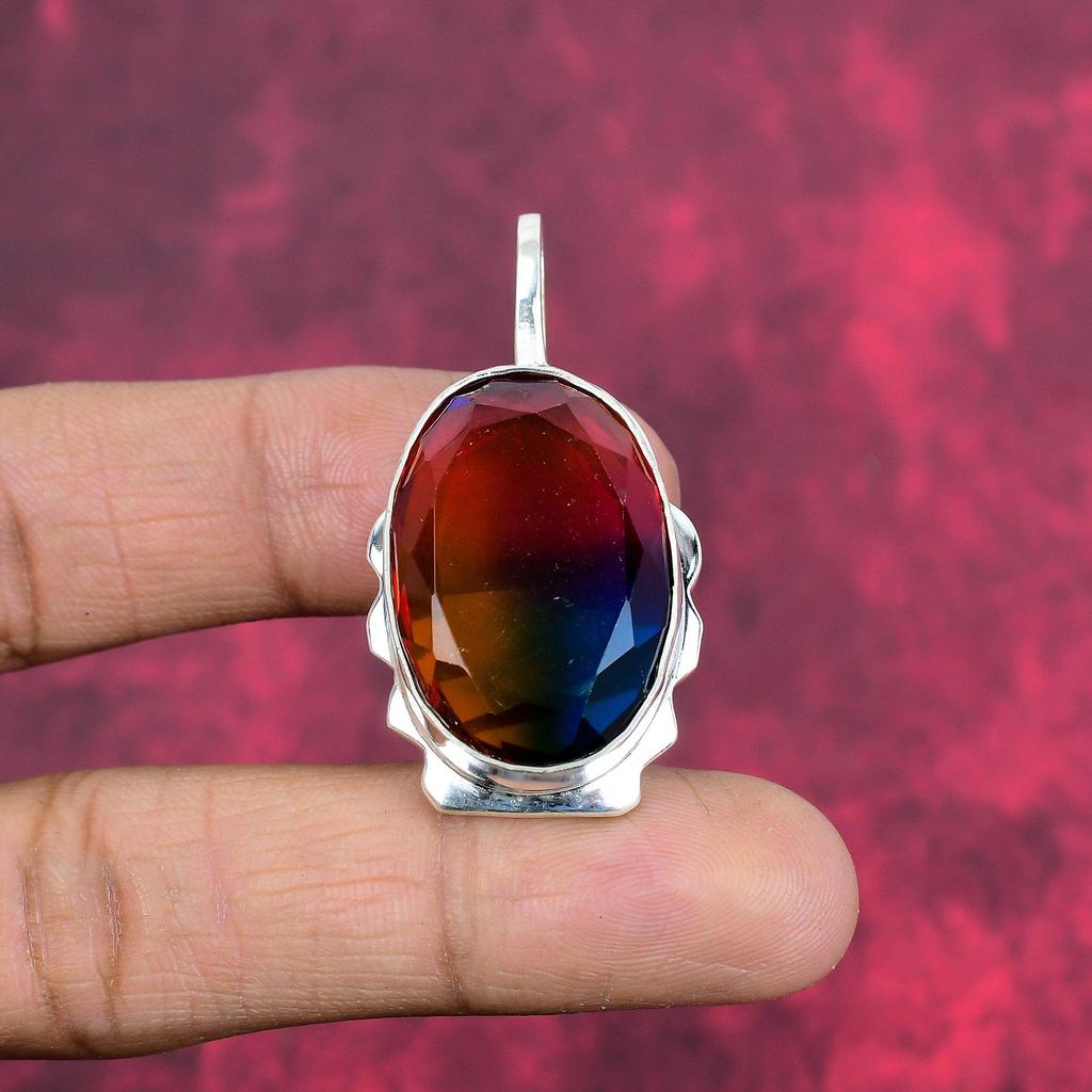Multi Tourmaline Jewelry, Handmade Gemstone Pendant, 925 Solid Sterling Silver Pendant Antique Jewelry, For Engagement Gift