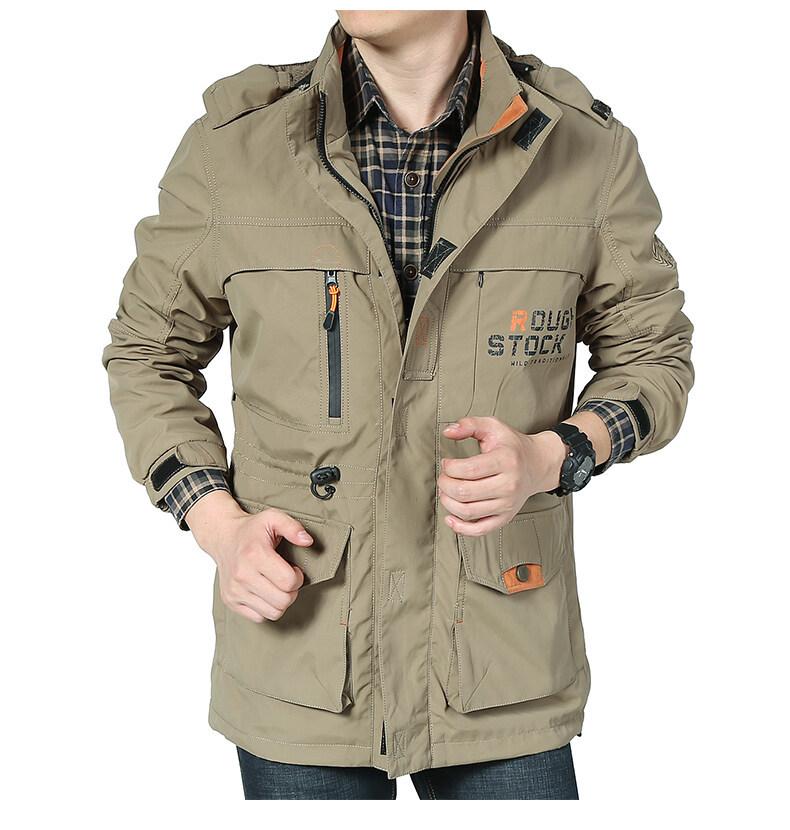 Men's Fleece-Lined Mid-Length Windbreaker with Multi-Pockets (2025 Edition)